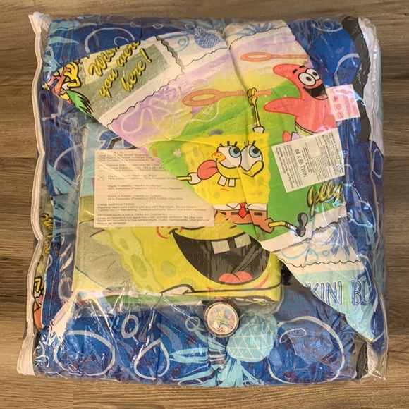 SpongeBob SquarePants Sheet & Comforter Set Twin Nickelodeon Sponge Bob 2002 New - Picture 8 of 10